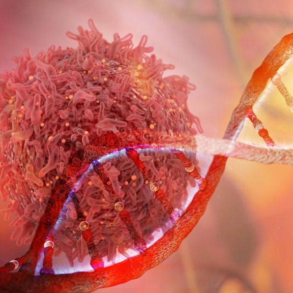 Krebszellen und DNA-Strang