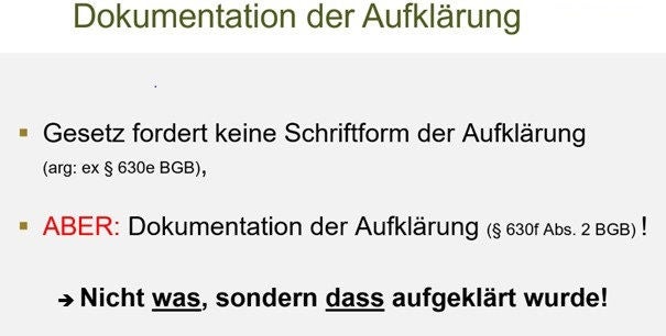 Dokumentation der Aufklärung
