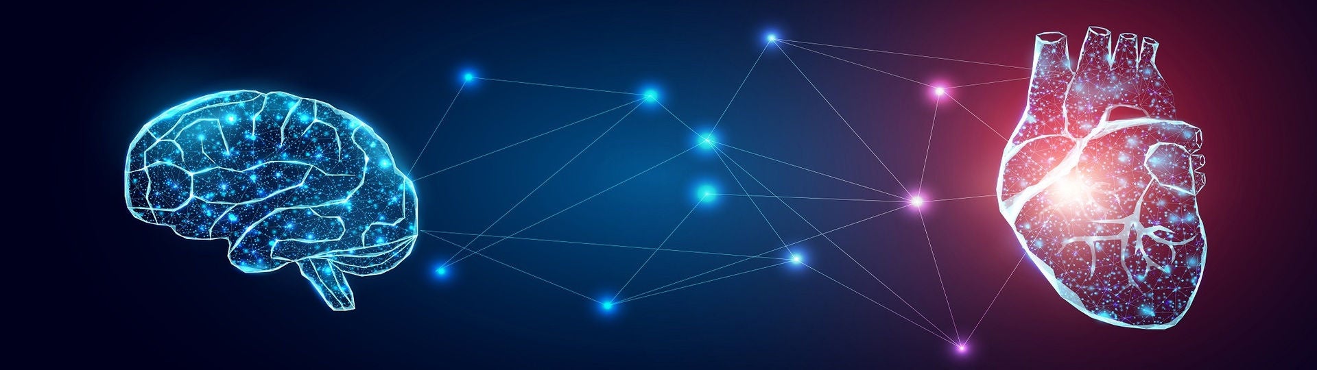 Connected heart and brain in futuristic