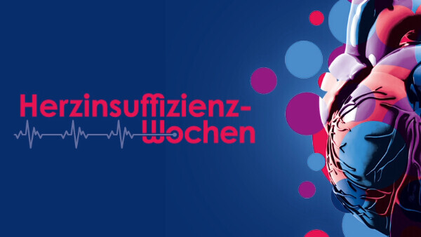 Schriftzug Herzinsuffizienz-Wochen neben buntem Herzmodell-16zu9-600x338