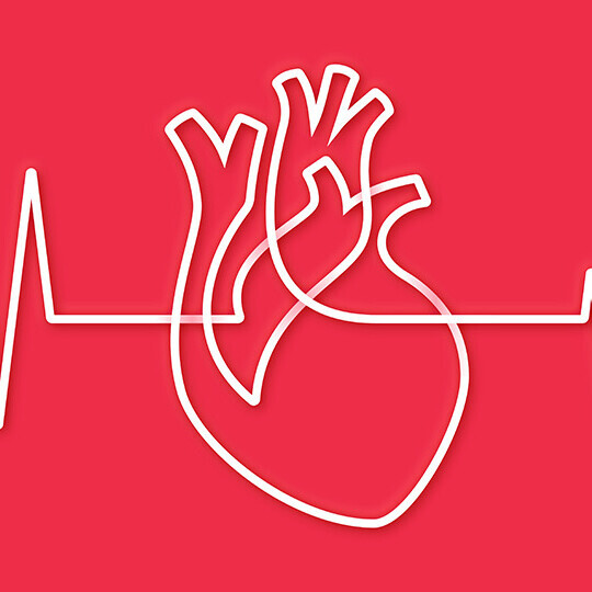 EKG-Illustration mit Herz im Zentrum