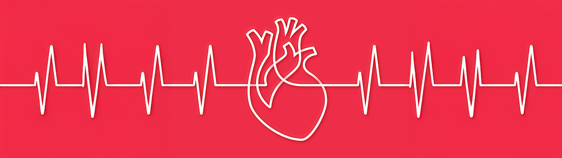 EKG-Illustration mit Herz im Zentrum