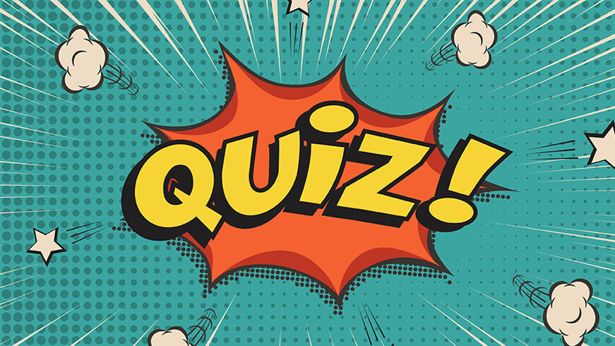 Quiz Aufschrift auf blauem Hintergrund