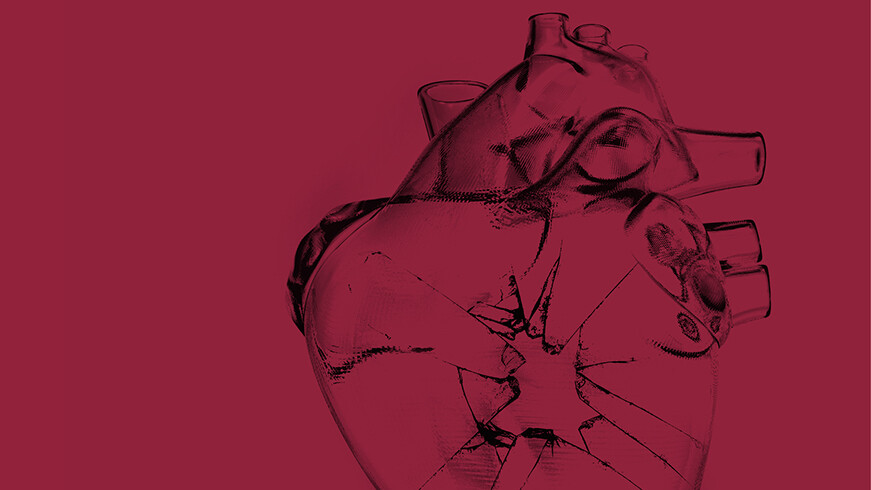 Herz aus zerbrochenem Glas, 3D-Rendering