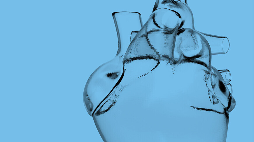 Herz aus Glas, Konzept-3D-Rendering