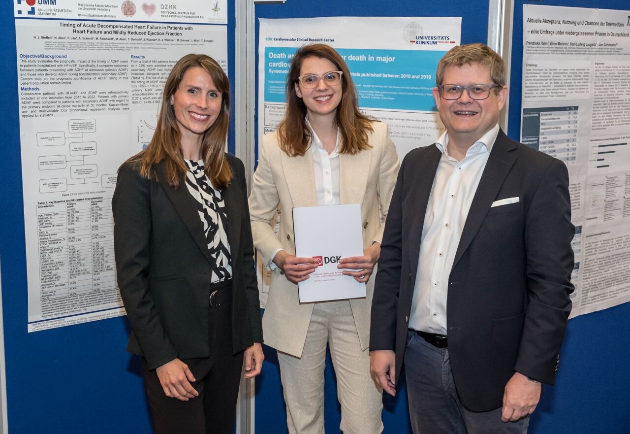 v.l.n.r.: PD Dr. Lisa Kristina Dannenberg, Preisträgerin Dr. Mariya Maslarska, Prof. Dr. Peter Bramlage (©DGK/Thomas Hauss) 
