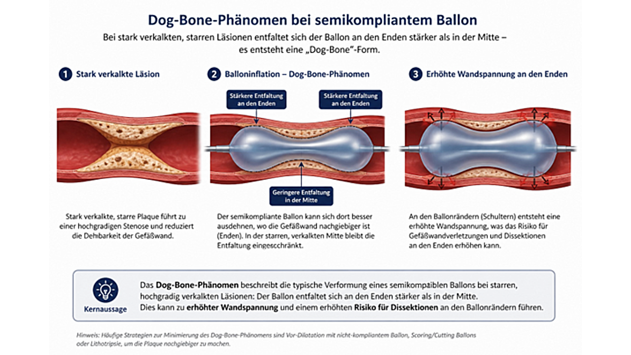 Dog-Bone-Phänomen bei Semi-Compliant Ballon in stark verkalkter Läsion