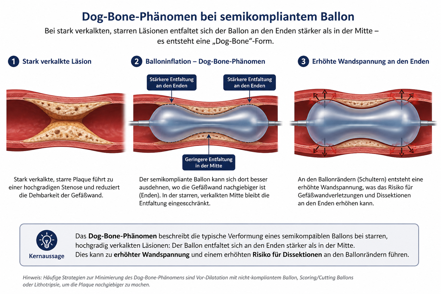 Dog-Bone-Phänomen bei Semi-Compliant Ballon in stark verkalkter Läsion