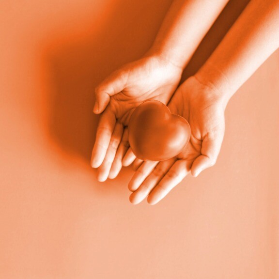 Hand hält Herz 