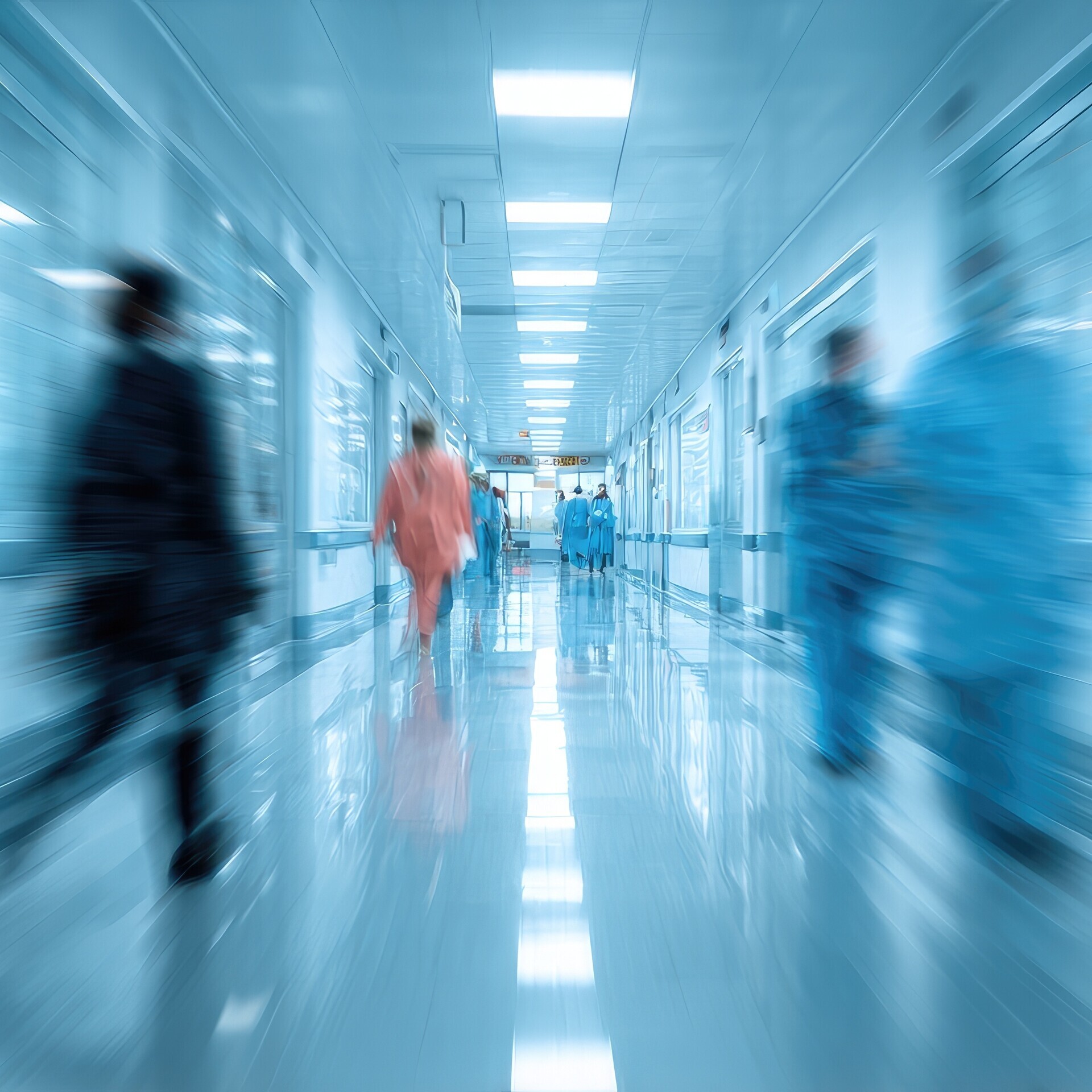 Krankenhausflur mit Personen