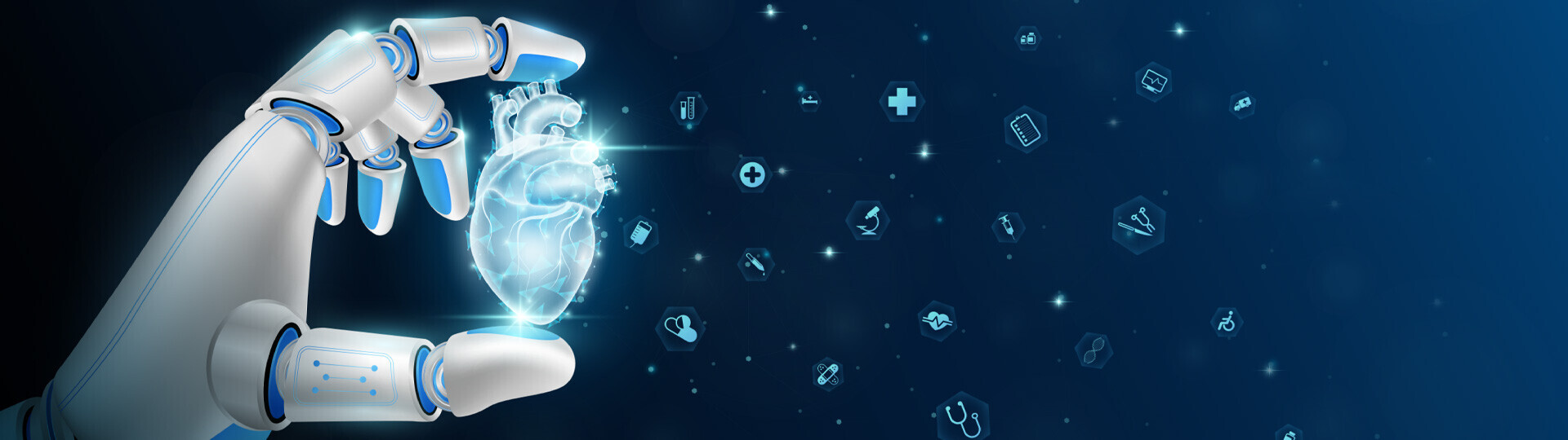 Robotische Hand, die ein Herz hält