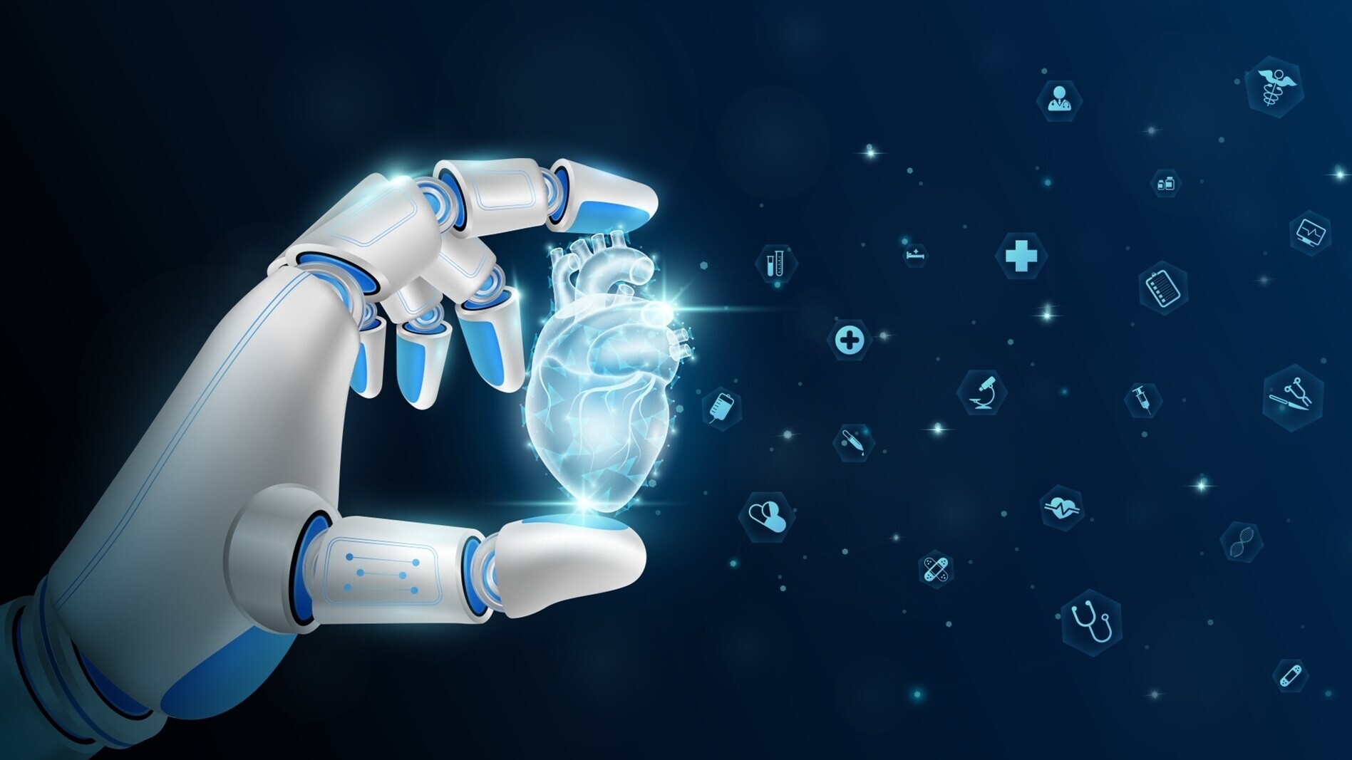 Roboter-Hand hält Herz