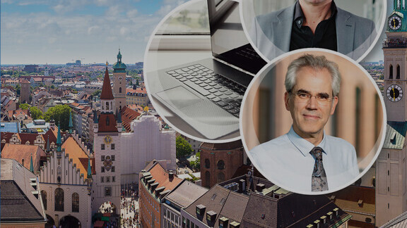 Stadt München und Portraitbilder von Prof. Laufs und Prof. Thiele