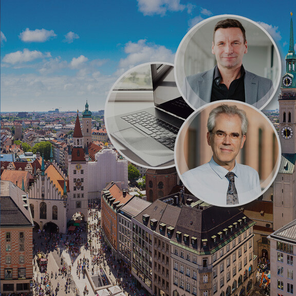 Stadt München und Portraitbilder von Prof. Laufs und Prof. Thiele