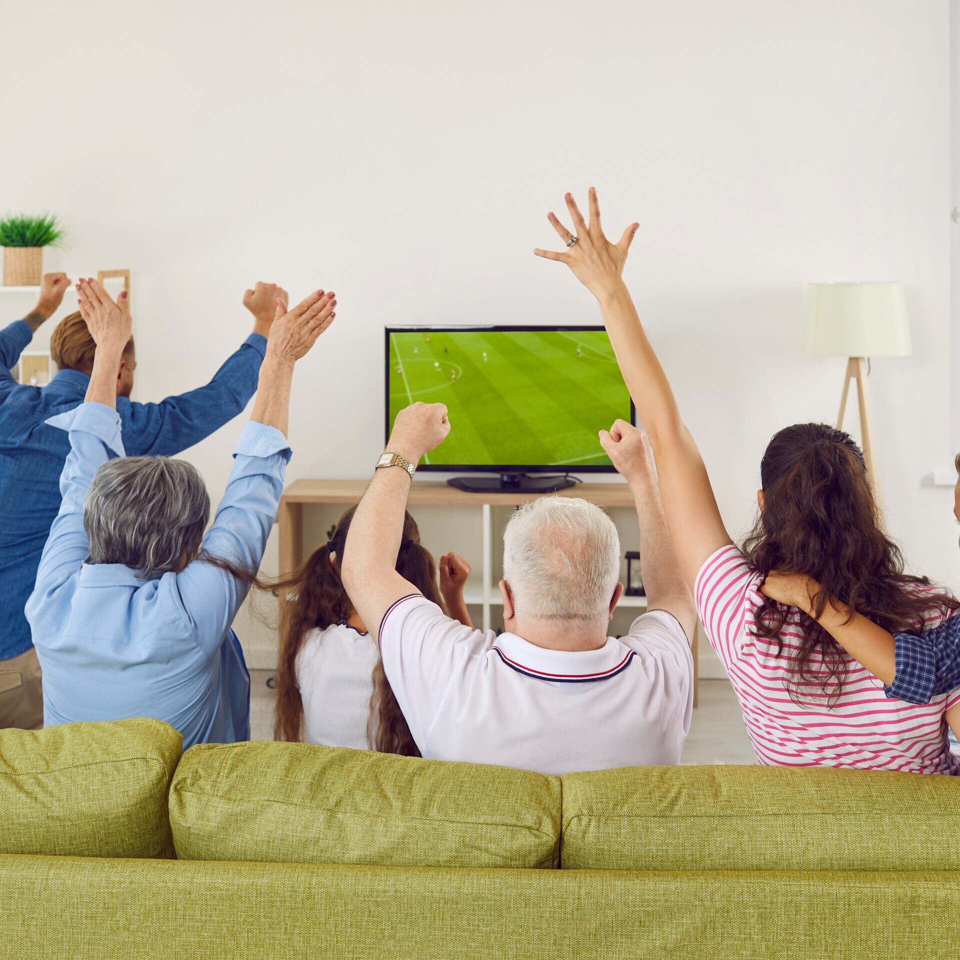 Family watching football