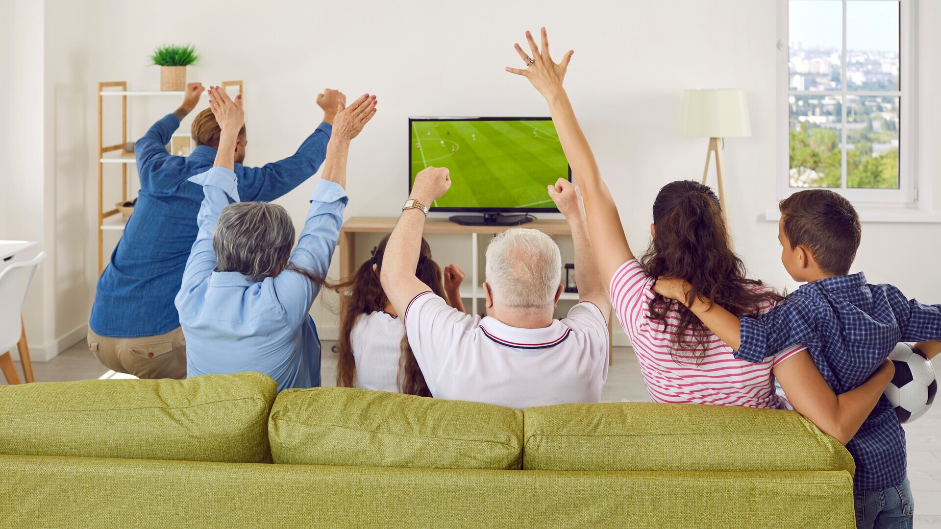 Family watching football