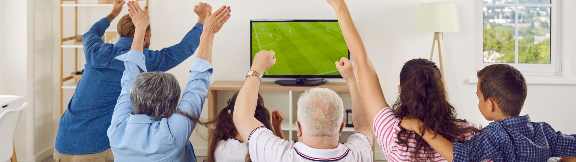 Family watching football