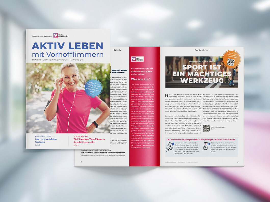 Broschüre "Aktiv leben mit Vorhofflimmern"